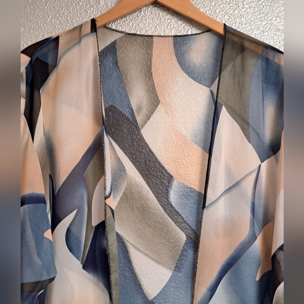 Multi Color Geometric Patterned Kimono Osfm - image 2